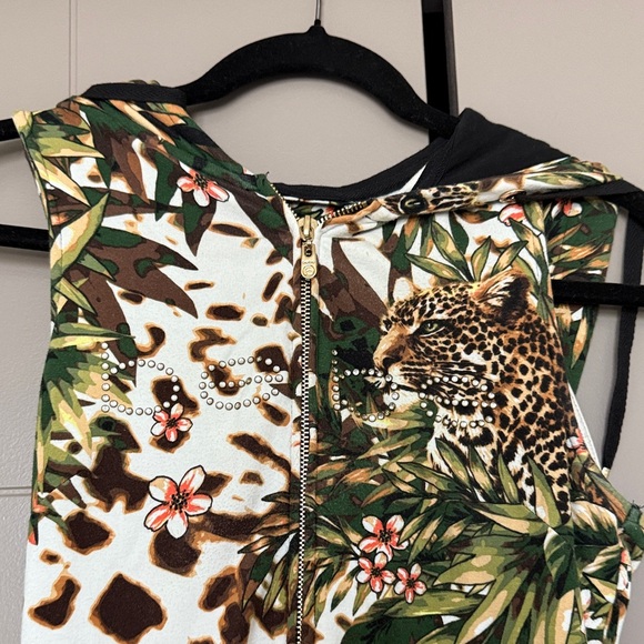 bebe Green Leopard Tropical Print Jumpsuit - Picture 4 of 11